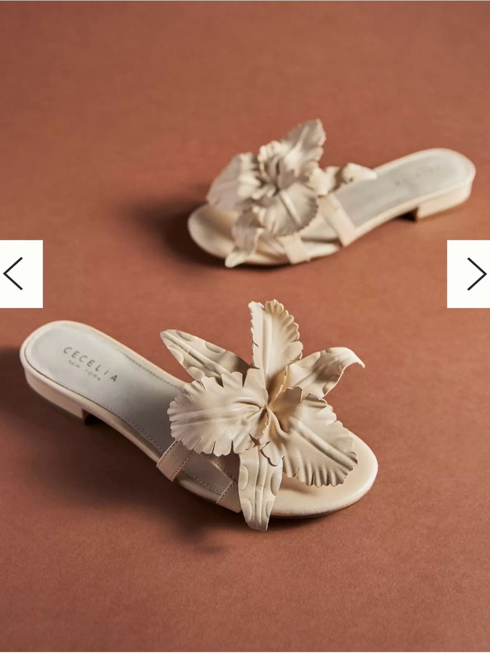 CECELIA NEW YORK Cream Floral Appliqué Slide
